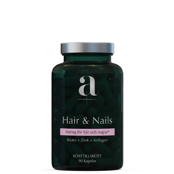 A+ Hår & Naglar Biotin Zink Kollagen 90 kapslar