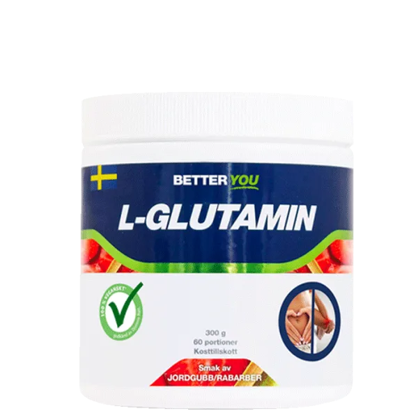 Better You Naturligt L-Glutamin 300 g Jordgubb Rabarber