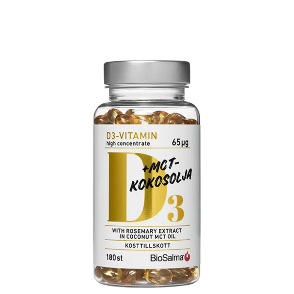 BioSalma BioSalma D3-vitamin 65µg i MCT-kokosolja, 180 kaps