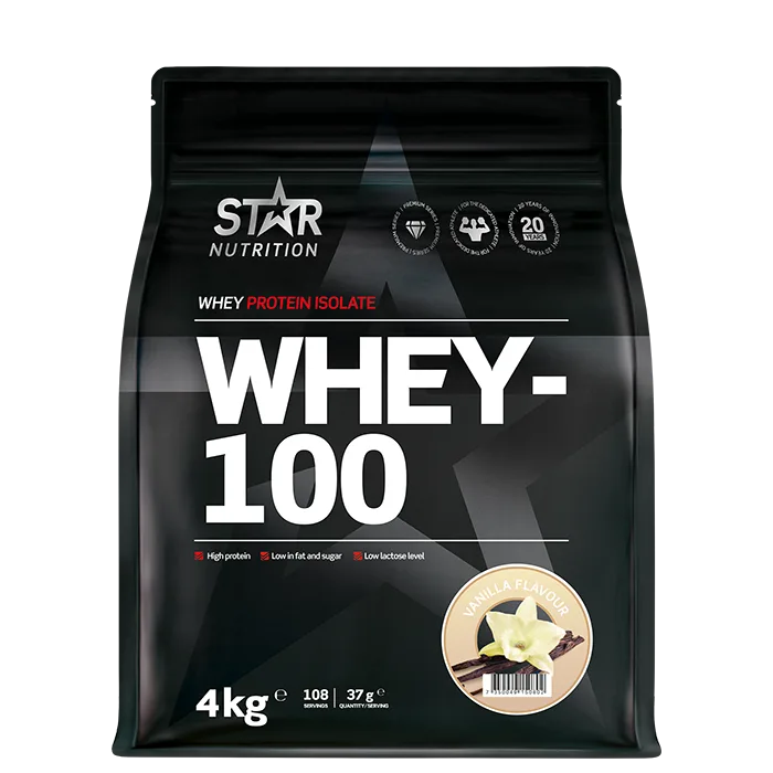 Star Nutrition Whey-100 Vassleprotein 4 kg, Vanilj